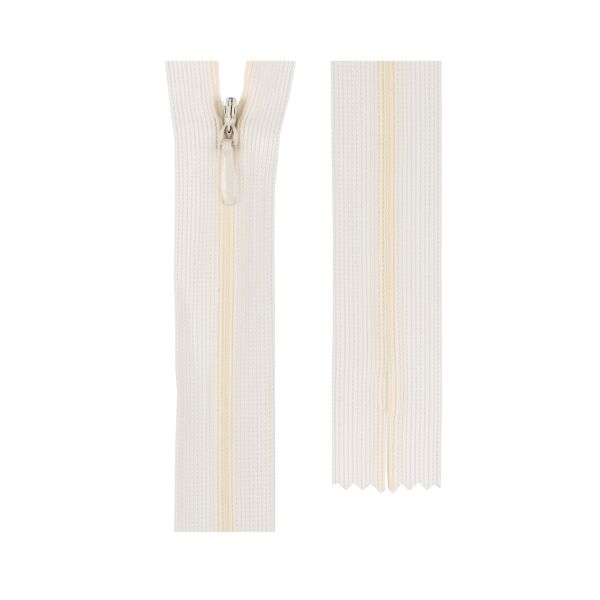 Молния потайная (скрытая) Т3 (3 мм) 1 зам., н/раз., 16 см, пластик, 296 слон.кость, G013P Gamma, 10 шт