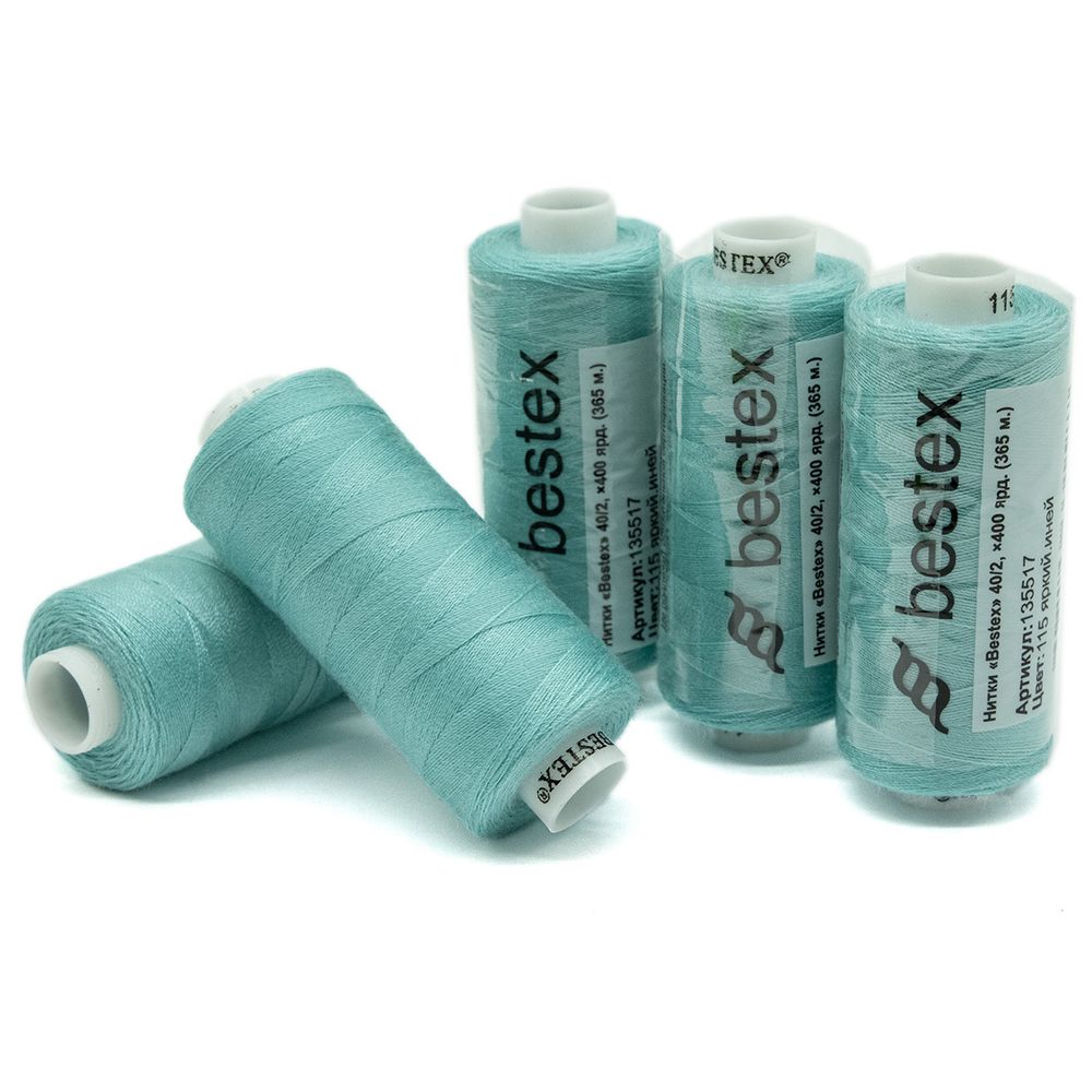 Нитки швейные бытовые Bestex 40/2, 365 м (400 ярд) / 10 кат., 115 яркий иней