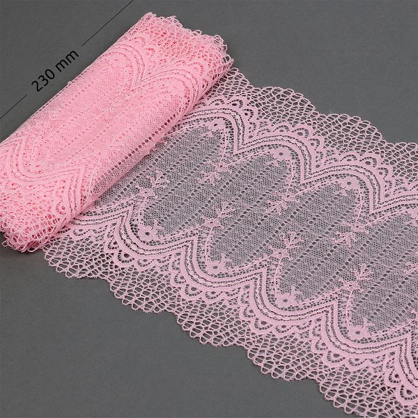 Кружево бельевое эластичное 230 мм / 10 м, 8037, цв.F133 розовый, Kruzhevo