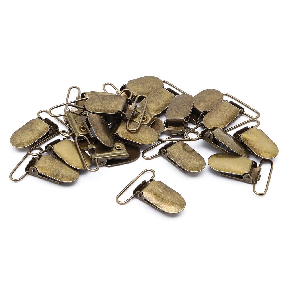 Клипса для подтяжек гладкая 30.0 мм, металл, уп.20 шт, New Star, антик