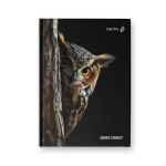 Бизнес-блокнот, мат.ламин.+выбор.лак, блок кремовый, ББ246 евроформат (14.4х20.3х1.6 см) 64 л. 4 шт французская клетка, Сова - мудрая голова 01673, Светоч