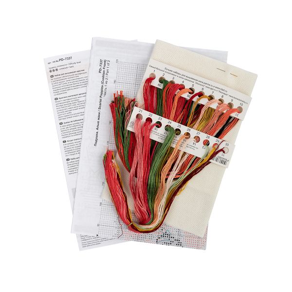 Набор для вышивания нитками Panna, Подушка. Алые маки, 35х35 см, Panna