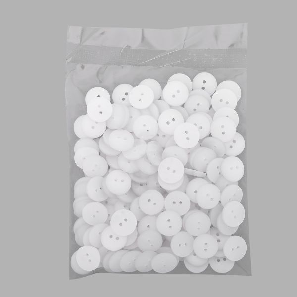 Пуговицы на 2 прокола 22L (14мм), пластик (White (белый)), CR-K18M, 144 шт