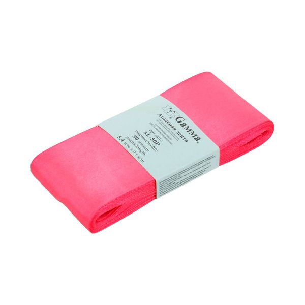 Лента атласная 1-сторонняя 50.0 мм / 5 шт по 5.4 метра, №014 яр.розовый, Gamma AL-50P
