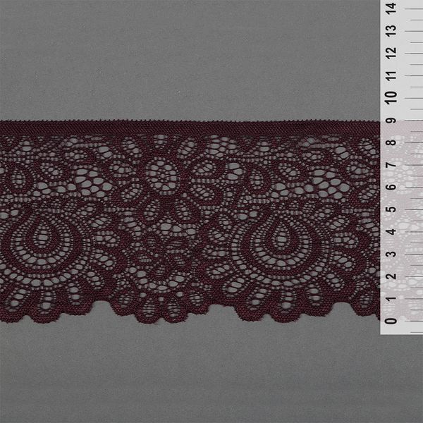 Кружево стрейч (эластичное) 90 мм / 3 метра, TBY.YSTL00839/N, цв.076 сливовое вино, Kruzhevo