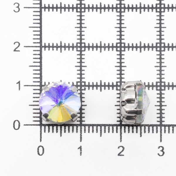 Хрустальные стразы в цапах круглой формы, белый c внутренним AB покрытием 10 мм, 5 шт, Astra&Craft, РЦ003НН10