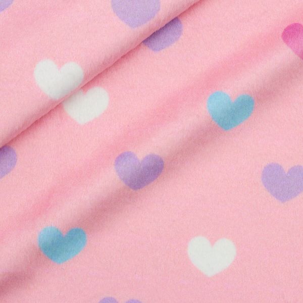 Мех коротковорсовый 3мм с принтом сердечки, 47*47см (±2см), 100% п/э (светло-розовый/белый/сирень/голубой) 29497