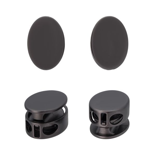 Фиксатор (зажим) для шнура металл 2 отв., ⌀3.5 мм (14х20 мм), овальный, титан цв.07-2, ГД15443, 10 шт