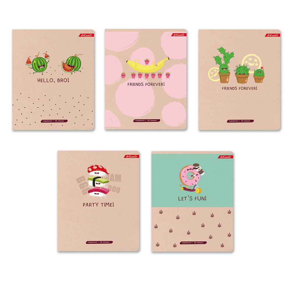 Тетрадь ученическая общая, A5+ 48 л. на скобе, белизна 100%, 10 шт, клетка, 000328 Друзья навсегда, Светоч 48ТСК5_3_1