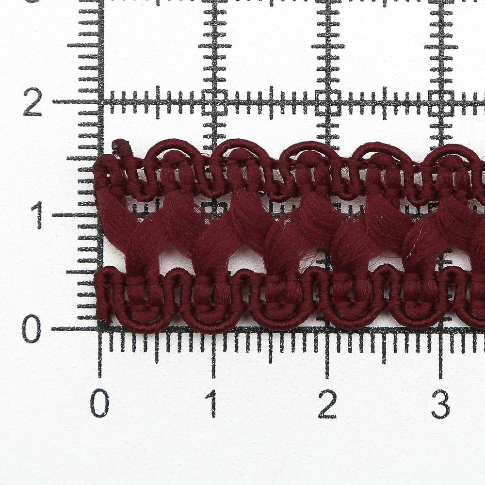 Тесьма отделочная вязаная 17 мм, 10 м, бордо