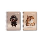 Записная книжка с твердым переплетом, матовая ламинация + выборочный лак, на гребне A6 120 л. 4 шт клетка, Затискаю-замурчу 01594, ЗК224 Светоч