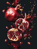 Картина по номерам Фрея PNB/PMB-279, Сочные гранаты, (эффект черного холста с краской-металлик) 40х30 см