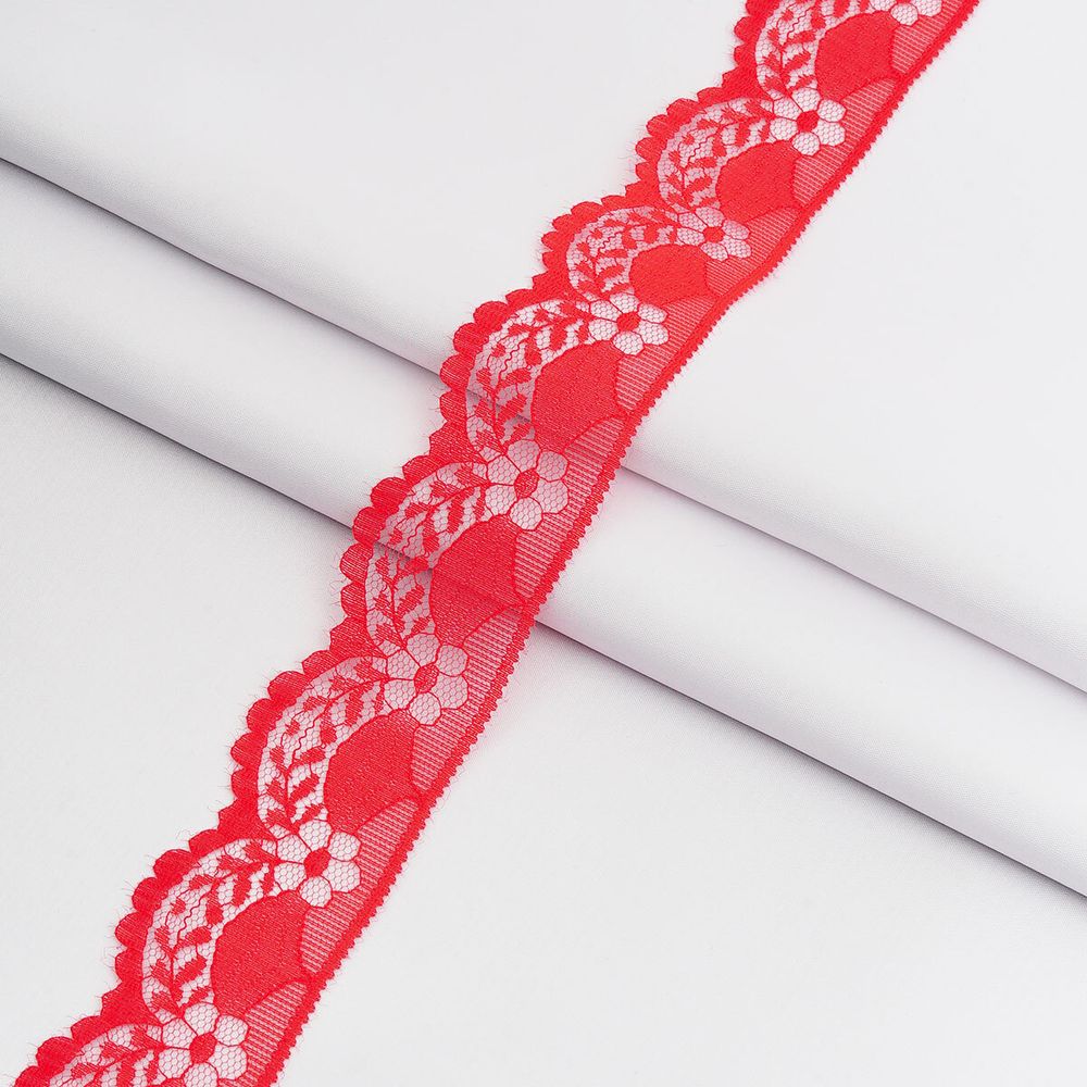 Кружево капроновое 40 мм / 20 метров, 360-А, 100% п/э, цв. красный, 26780
