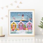 Набор для вышивания нитками LetiStitch L9915, Заснеженные коттеджи на берегу моря 23х22см