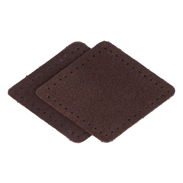 Заплатки пришивные из замши, ромб 6х8,4см с перфорацией, 2 шт, 100% кожа, 21 темно-коричневый, 59115