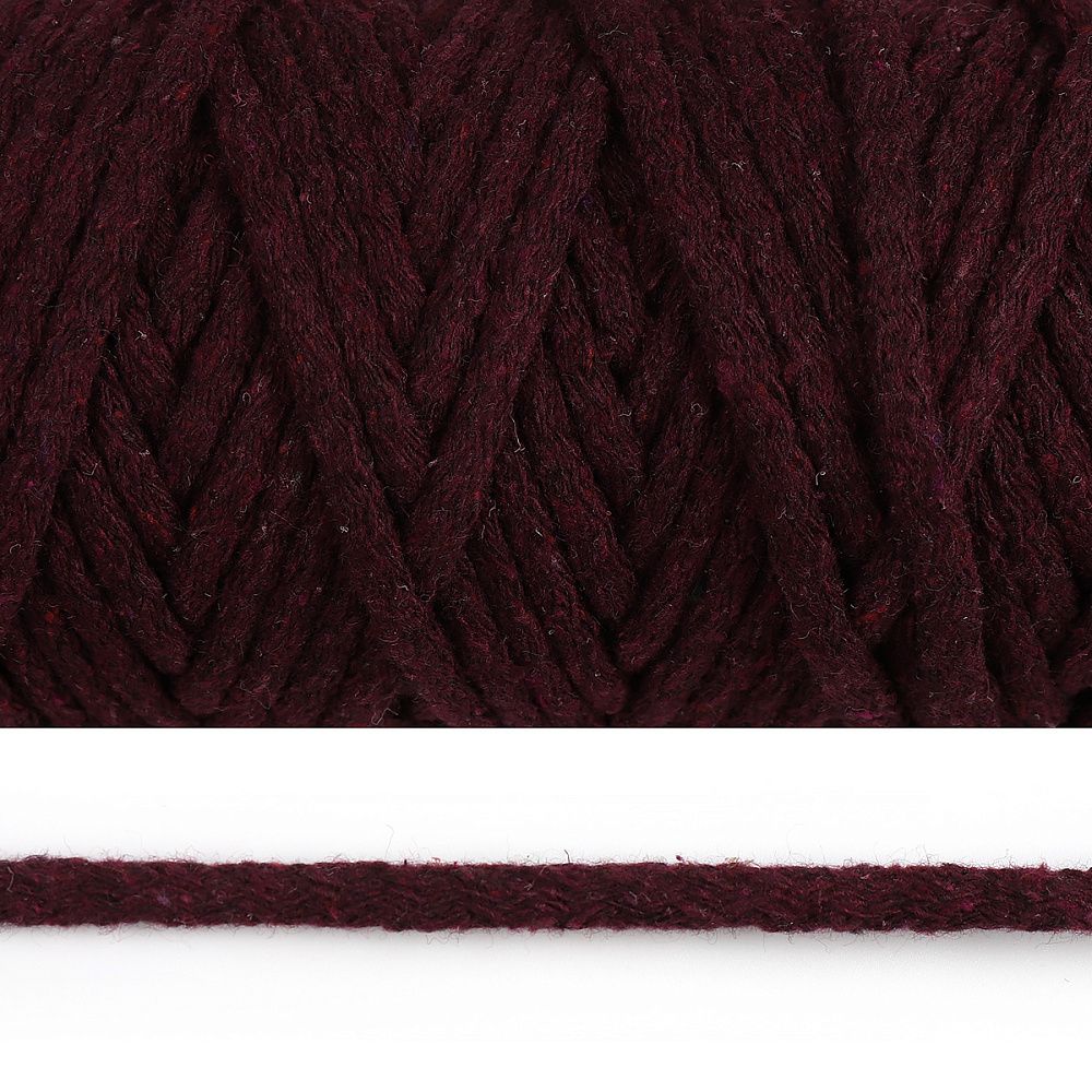 Шнур круглый х/б ⌀5.0 мм / 50 метров, 0360 виноградный Шнур круглый х/б ⌀5.0 мм / 50 метров, 0360 виноградный