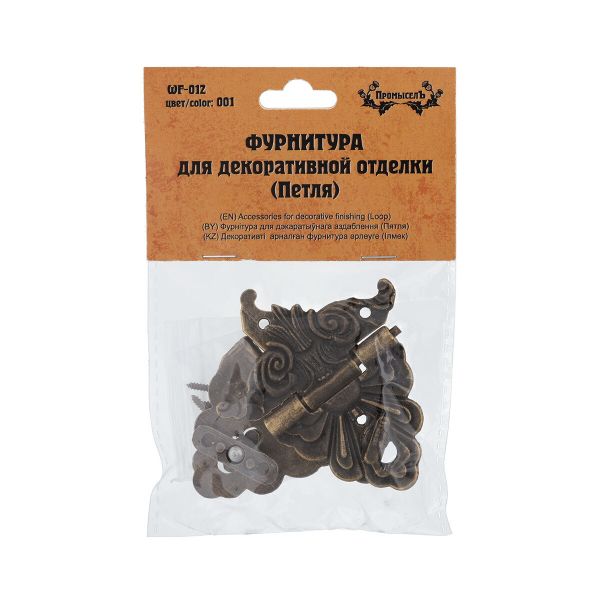 Петля для шкатулок 5.3х5.7 см, 1 шт, 01 бронза, Промысел WF-012