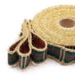 Лента (тесьма) жаккардовая 25.0 мм / 10±0.5 метров, Тартан с люрексом, 25136 SKL золото