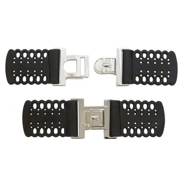 Застежка пришивная 15х5.5 см, 2 шт, иск.кожа, никель, G1729-P1