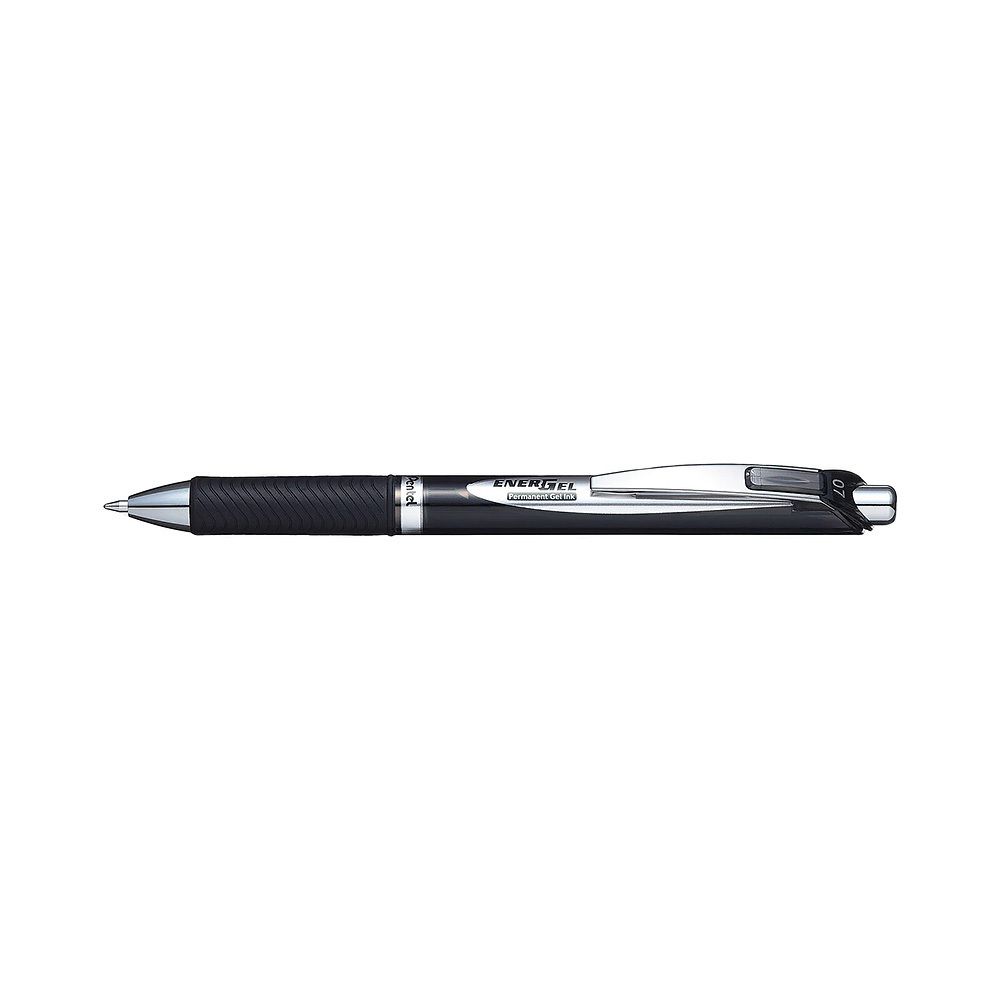 Ручка гелевая автоматическая c перманентными чернилами Energel Permanent 0.7 мм, 12 шт, BLP77-AX черный стержень, Pentel