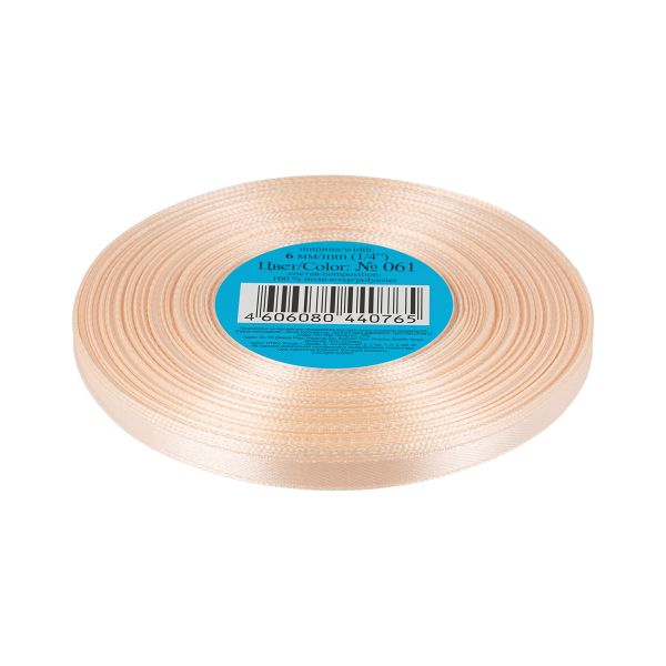 Лента атласная 1-сторонняя 6.0 мм / 33±2 метра, 061 св.св.бежевый, Gamma