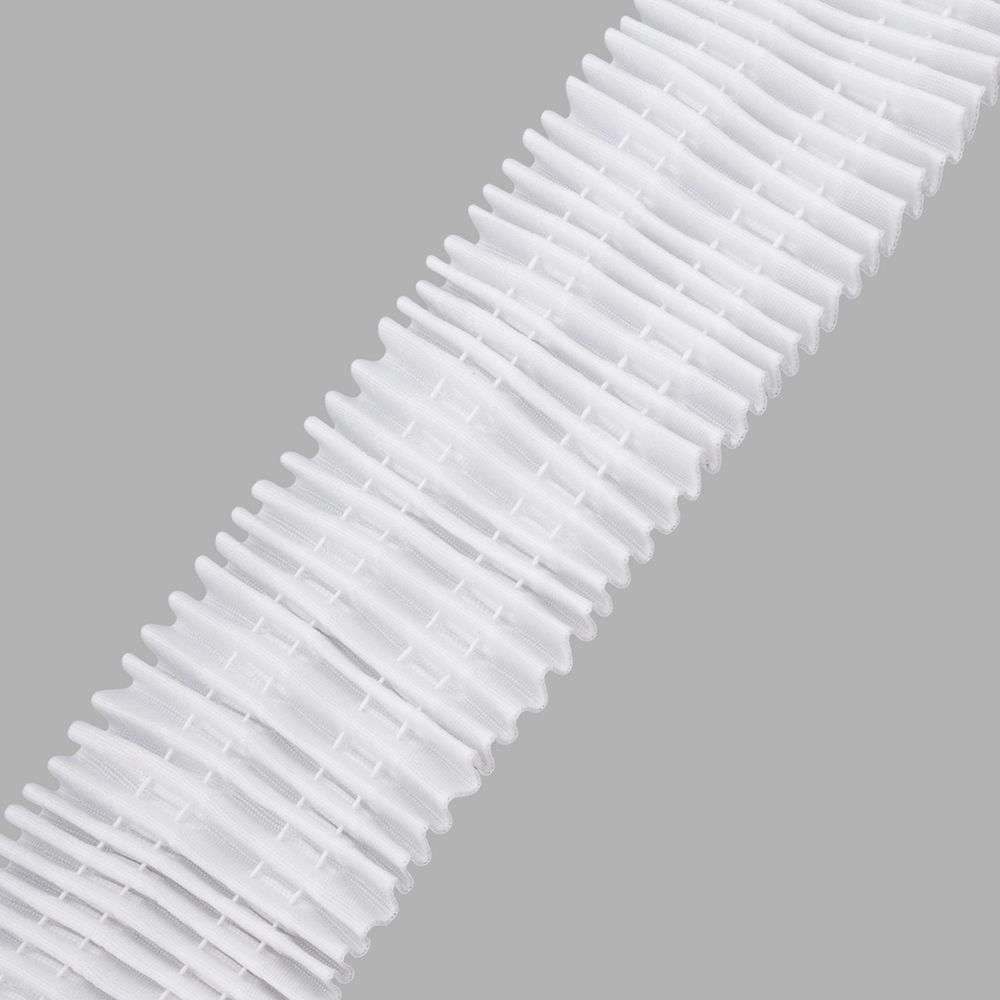 Лента (тесьма) шторная: сборка параллельная 70 мм / 10 метров, (2 ряда петель, 4 шнура), белый ТУ, C70