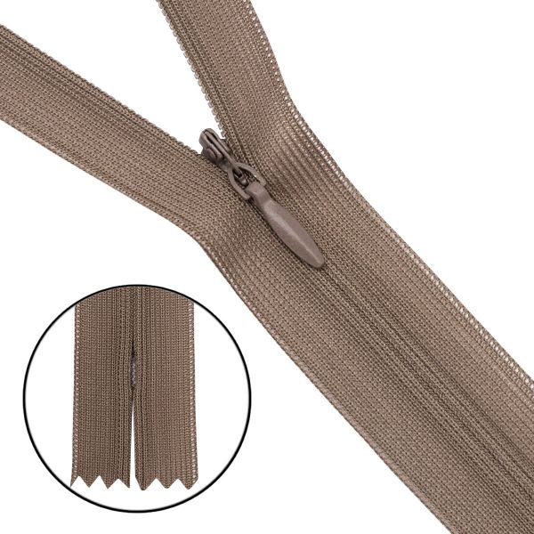 Молния потайная (скрытая) Т3 (3 мм) 1 зам., н/раз., 20 см, нейлон, F297 серо-оливковый, 10 шт