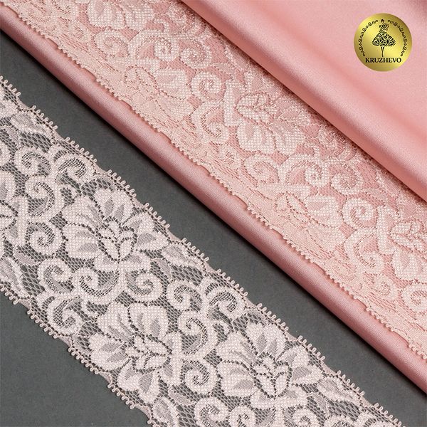 Кружево эластичное (стрейч) 65 мм / 3 метра, TBY.L840, цв.168/S185 серебристый пион