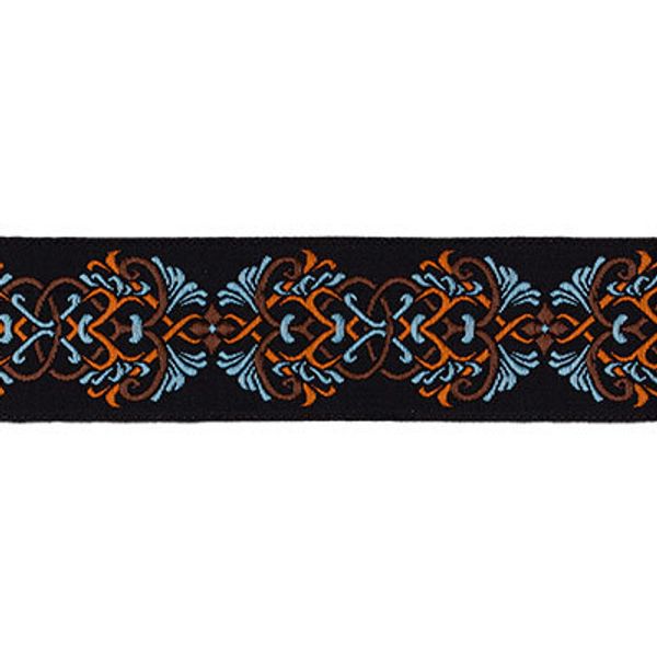 Лента (тесьма) жаккардовая 35.0 мм / 10±0.5 метров, голубой/оранжевый, Gamma TRJ-85