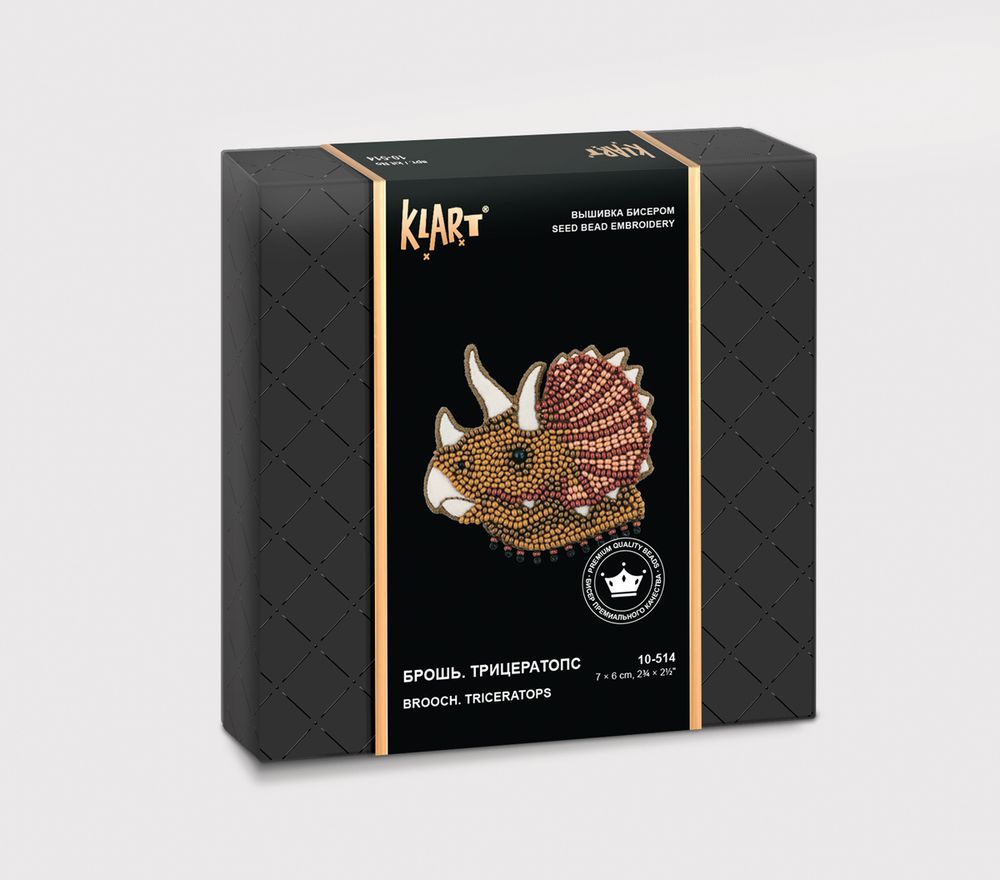 Набор для вышивания бисером Klart, Брошь. Трицератопс, 6х7 см