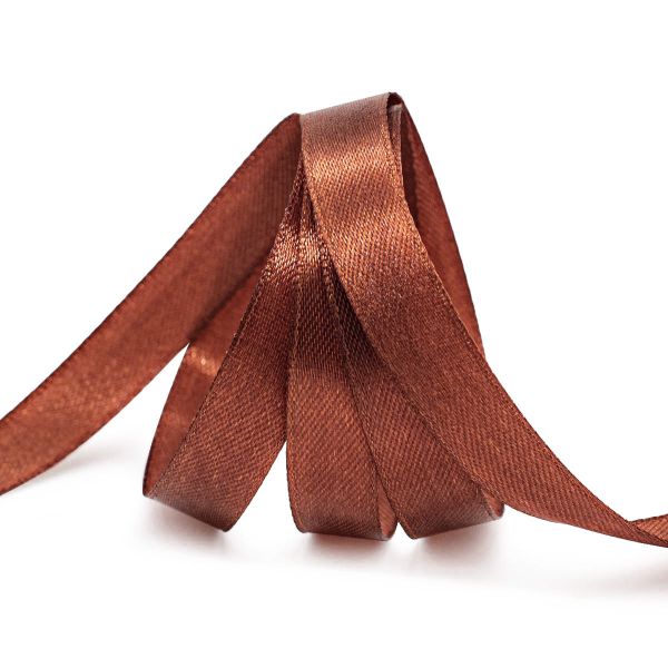 Лента атласная 1-сторонняя 12.0 мм / 22.86±1 метров, 074 медно-коричневый, Globus