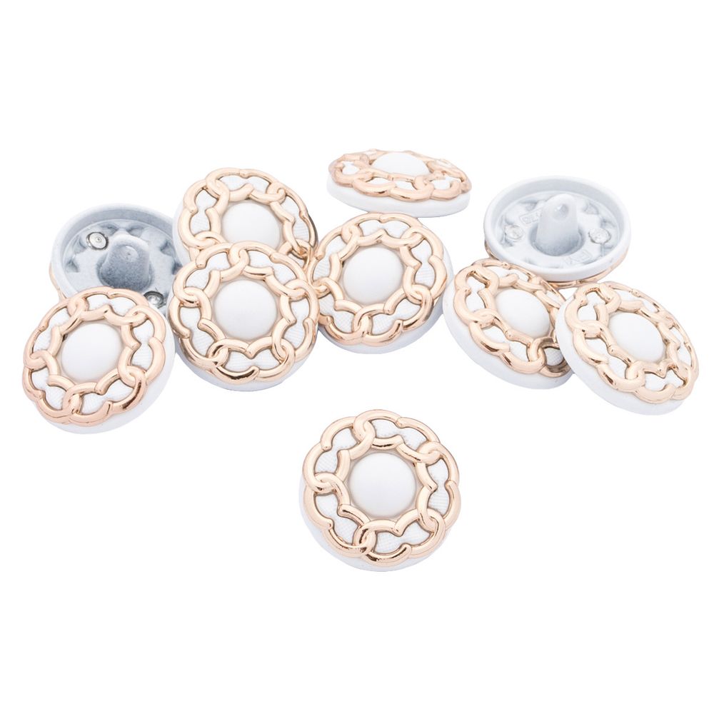 Пуговицы на ножке 28L=18 мм, металл, GD.White (золото-белый), 10 шт, MP13