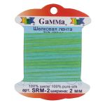 Лента (тесьма) шелковая 2.0 мм / 9.1±0.5 метров, M115 бл.зеленый/изумрудный, Gamma SRM-2