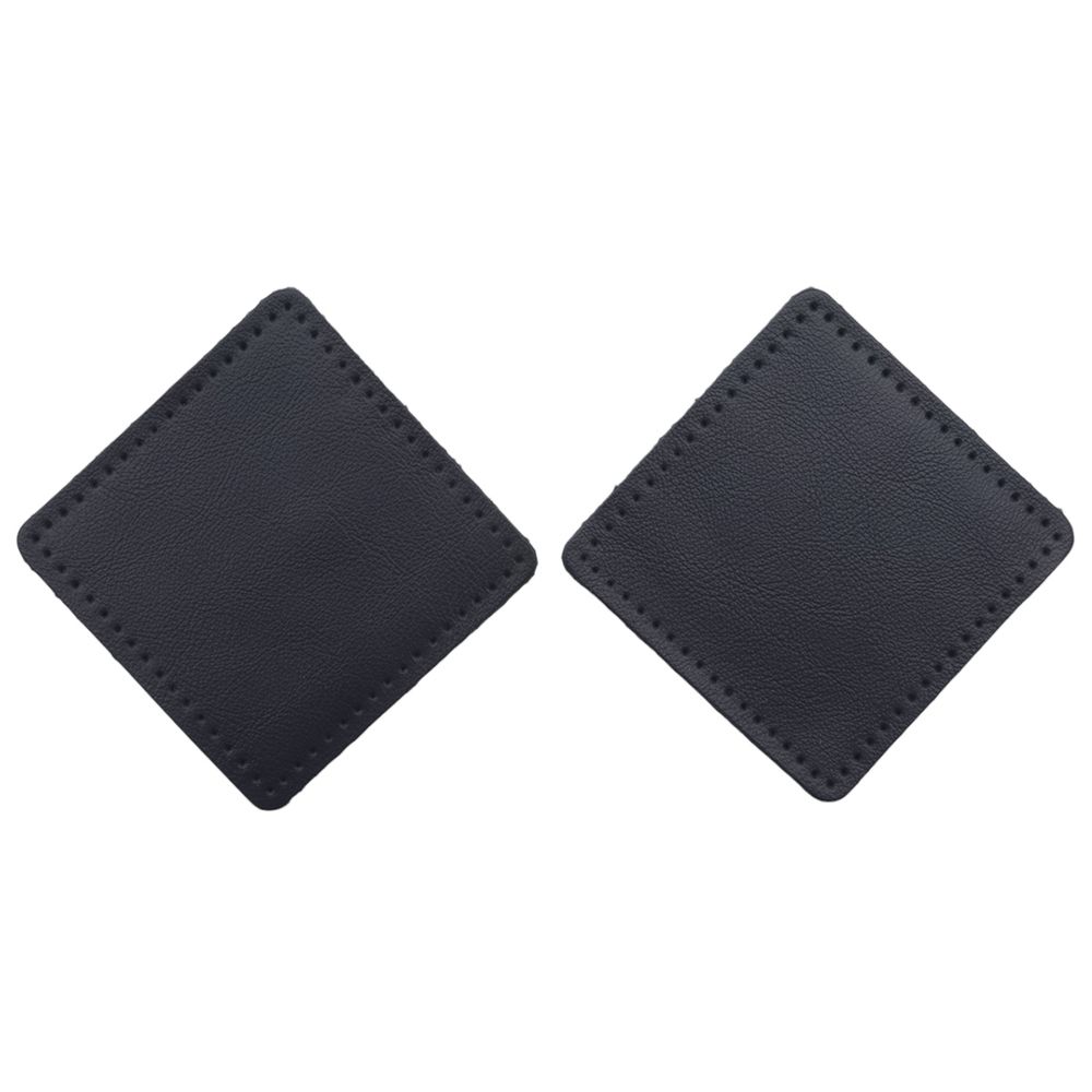 Заплатки пришивные из кожи, квадрат 8см с перфорацией, 2 шт, 100% кожа, 05 темно-синий, 9122