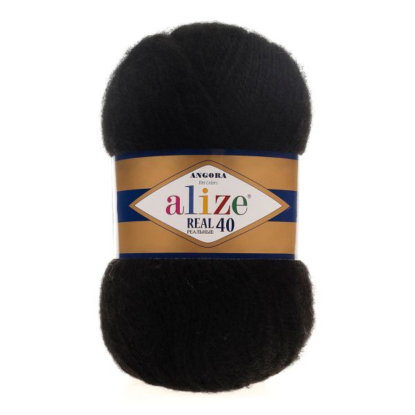 Пряжа Alize (Ализе) Angora Real 40 / уп.5 мот. по 100 г, 430м, 060 черный A