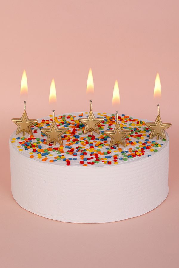 Набор свечей для торта 3 г, 12х5 шт, золотистые звездочки, Boomzee BCD-32