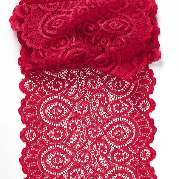 Кружево бельевое эластичное 180 мм / 3 м, TBY.L1351, цв.18-1750 карминовый красный, Kruzhevo