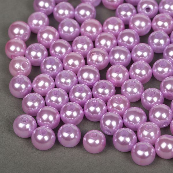 Бусины пластик (перламутр) ⌀10 мм, цв.092 сиреневый, уп.500г (960 шт), Magic4Hobby