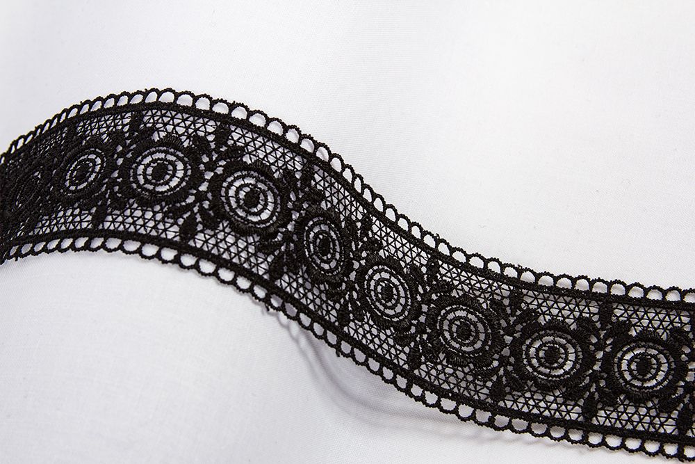 Кружево гипюр (плетёное) 49 мм / 9.7 м, черный, Gamma GGM-4901