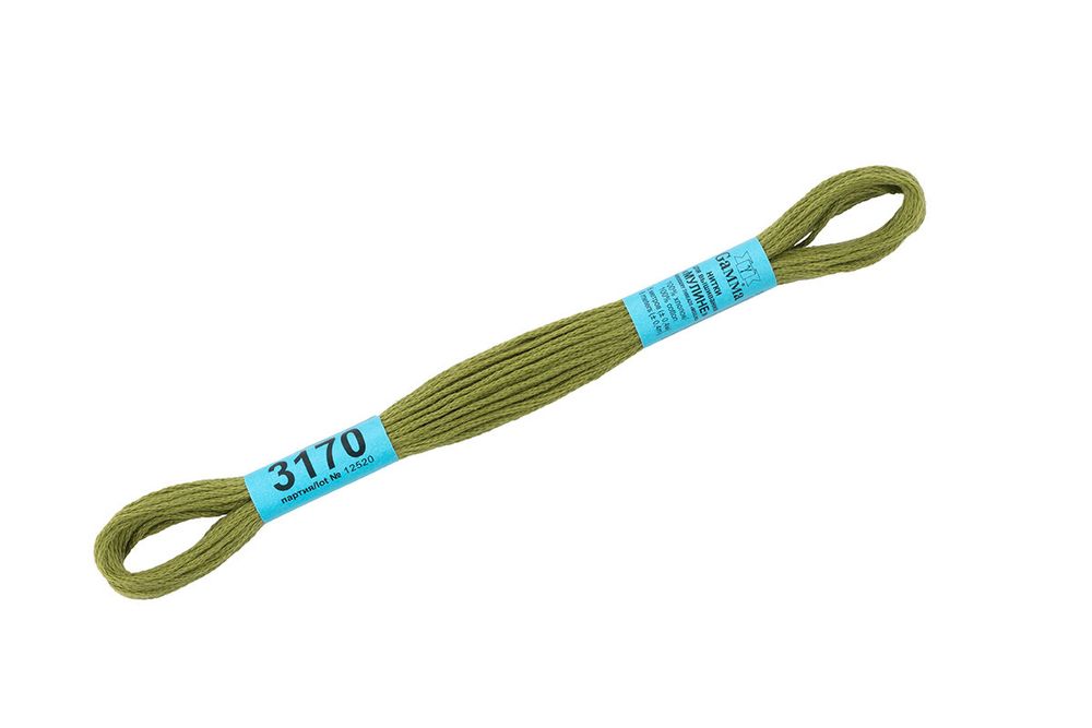 Мулине Gamma 100% хлопок, цв.3170 св.хаки, 24 мотка по 8 метров