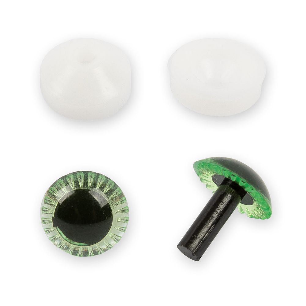 Глаза для кукол и игрушек пластиковые с фиксатором ⌀11 мм, 5х2 шт, зеленый, HobbyBe PGSL-11
