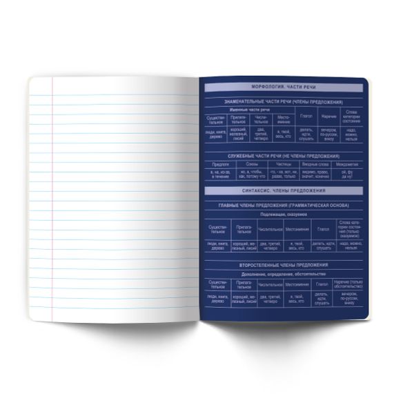 Тетрадь со справочным материалом Золотые главы, тисн.золот.фольгой, A5 48 л. на скобе 65 г/м², белизна 100% 10 шт линия, 01858 Золотые главы Русский язык, Светоч Т287