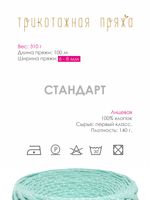 Пряжа трикотажная 1х300г, 100м, шир. 6-8 мм, 1040 горошек мята /TOS/