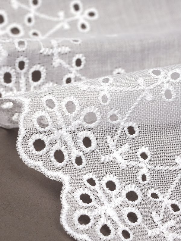 Кружево шитьё 100 мм / 2.7 метра, хлопок, TBY.0182, 01 белый