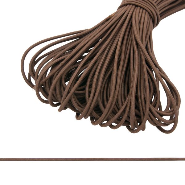 Резинка шляпная (шнур эластичный) ⌀3.0 мм / 30 метров, коричневый