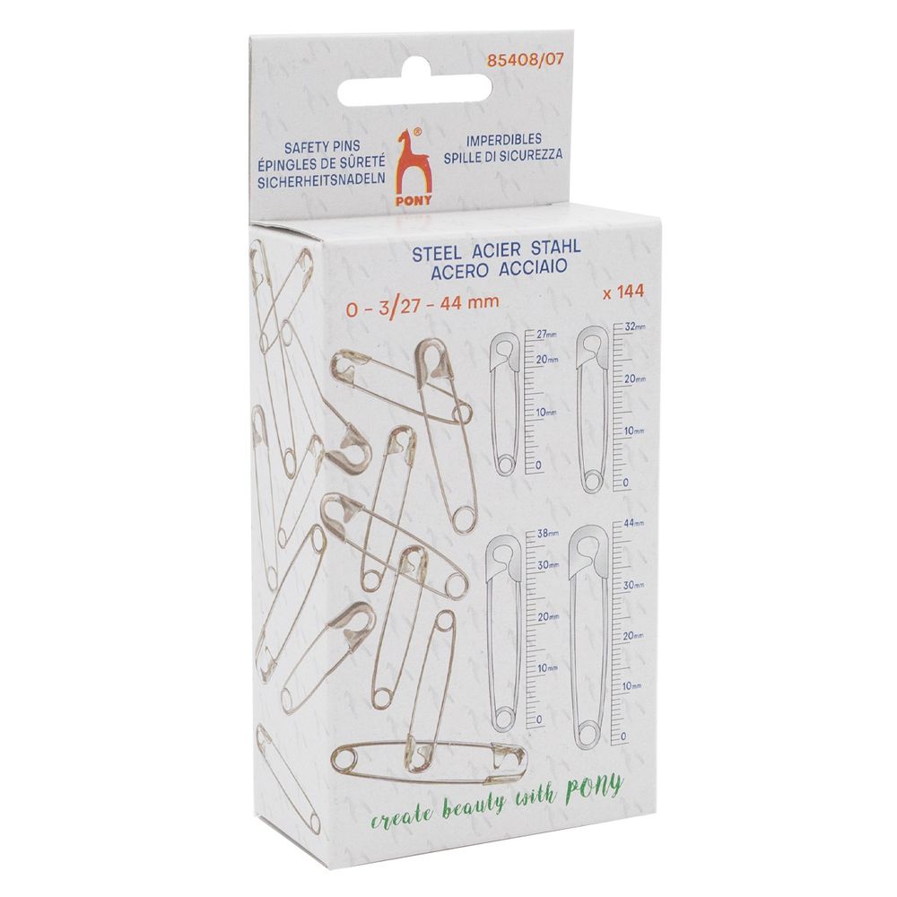 Булавки английские l=27-44 мм, сталь, 144 шт, Pony, 85408/07