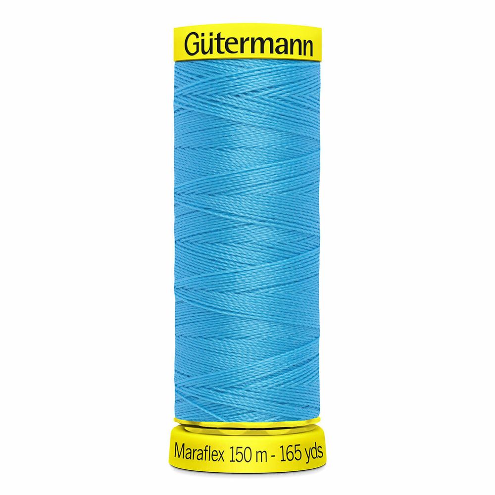 Нитки для трикотажа Gutermann Maraflex, 150м, 5396 неоновый голубой, 5 катушек
