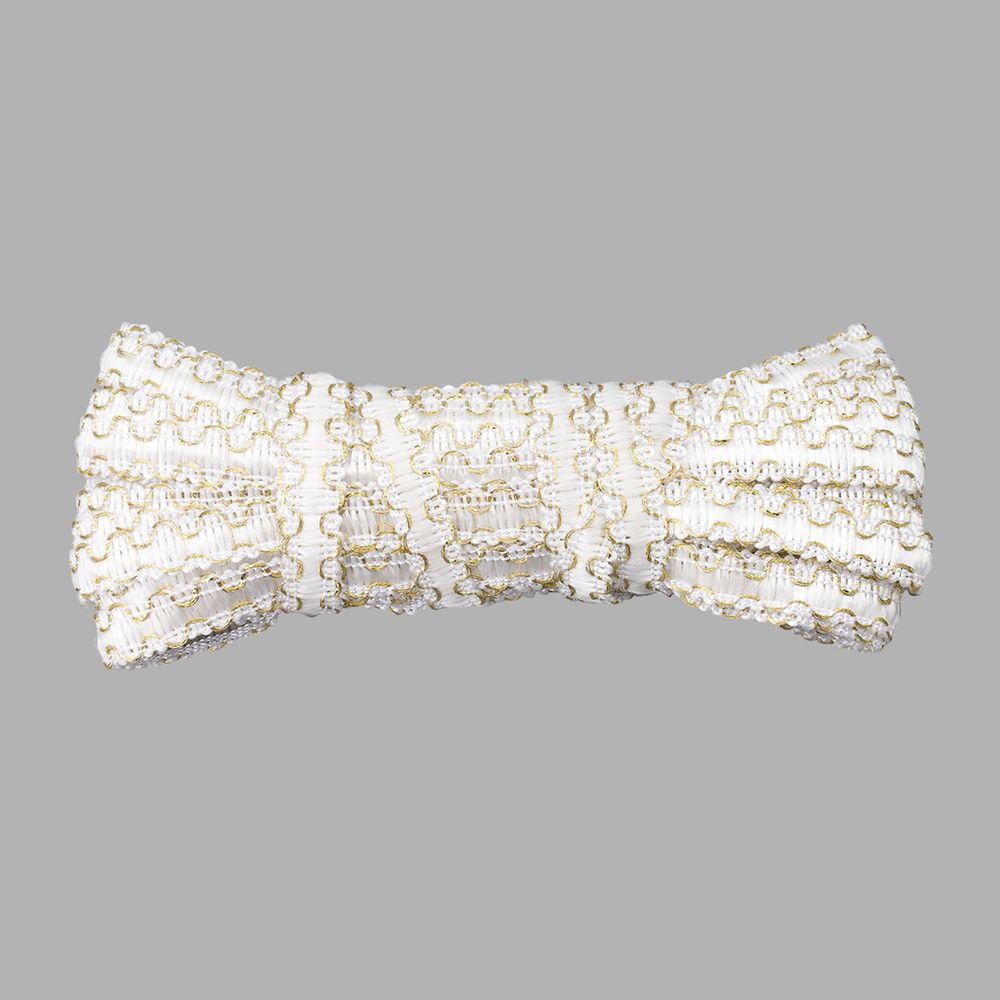 Тесьма отделочная вязаная 10 мм / 10 метров, рис 9254, белый/золото, С3729г17/1