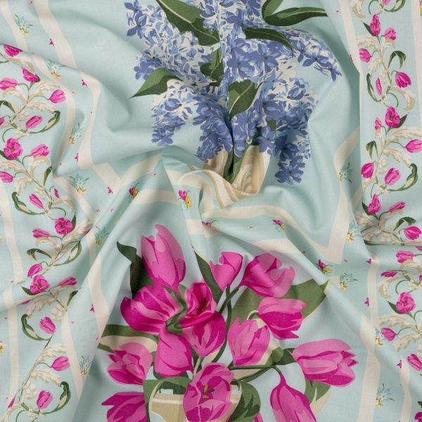 Ткань для пэчворка Peppy Весенний этюд, рулон 112 см / 5 метров, ВЭ-02 Панель голубой, Peppy