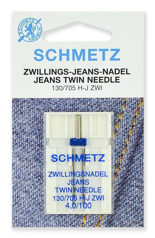 Иглы для швейных машин джинс двойные Schmetz №100/4.0, 71:40.MA2.SES, 10 блист.